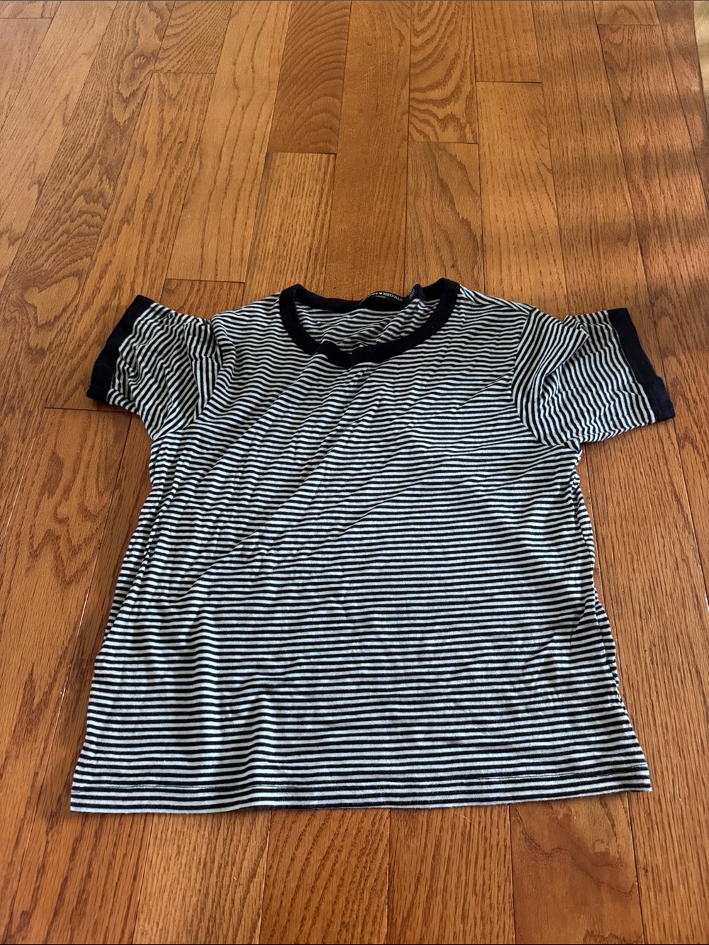 Striped Black & White Ringer Tee - Brandy Melville